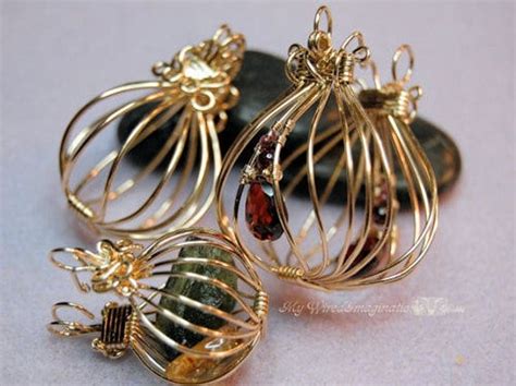 little metallic beads in oxbow cage box|Creating a Wire Cage Gemstone Pendants Tutorial.